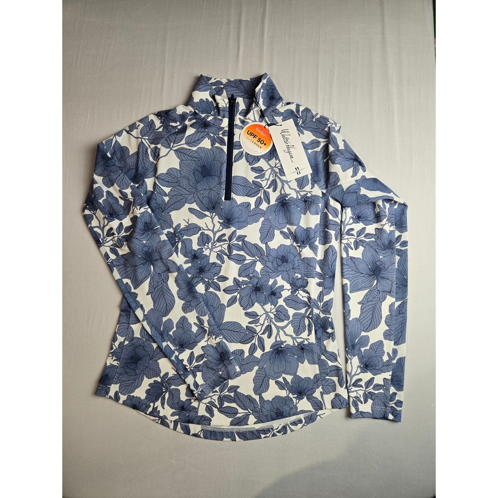 Walter Hagen Performance Suncover 1/4 Zip Pullover Blue Floral UPF 50+ XS NEW